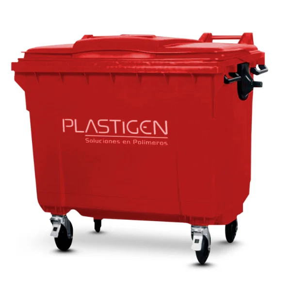 contenedor de reciclaje rojo